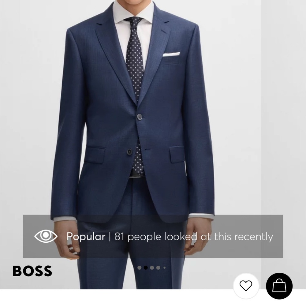 BOSS Men's Navy Pinstripe Navy Blue Suit